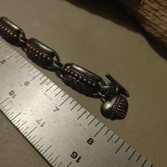 Vintage Chico's Chain-Link Bracelet Heart Charm And Toggle Clasp - Picture 5 of 8